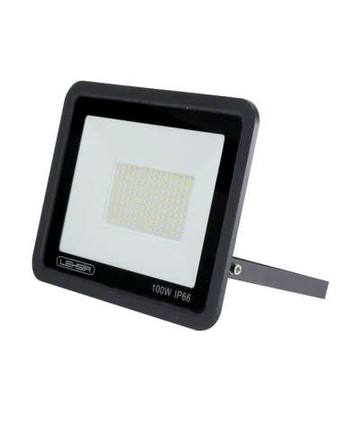 PROYECTOR LED NEGRO 100 W SOPORTE REGULABLE PLANO 6000K DIA IP65