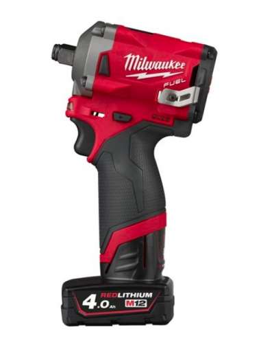 CHAVE DE IMPACTO MILWAUKEE 12V.M.1/2" MAX.16 1 BATERIA 4.0Ah.+1 BATERIA 2.0Ah.+CARREGADOR M12FIWF12-422X