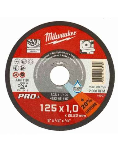 MILWAUKEE DISCO CORTE INOX PLANO 125*1.0*22 PRO+