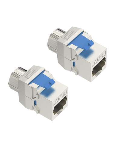 PLUGUE FÊMEA RJ45 CAT.8 BRANCO SEM FERRAMENTAS