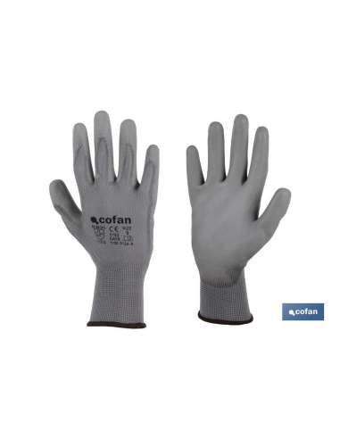 COFAN GUANTES SOPORTE NYLON GRIS 100% IMPRECNADO T. 8