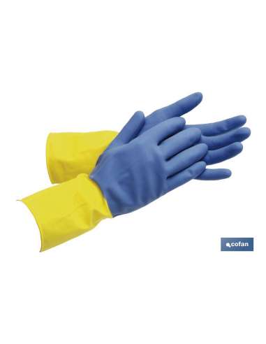 COFAN GUANTES LATEX DOMESTICO BICOLOR .8 M