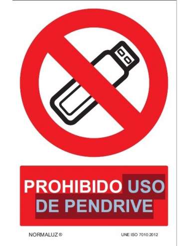 CARTEL PVC 21* 30 PROHIBIDO USO PENDRIVE