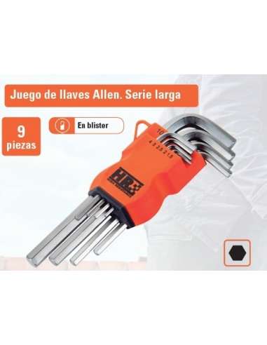 ALYCO HR JUEGO LLAVES ALLEN LARGA 9 PZ.1.5-10 MM