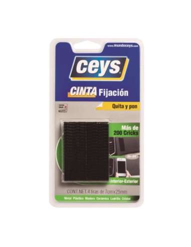 CEYS TACKCEYS CRICK CINTA FIJACION QUITA Y PON 70*25 NEGRA (BLISTER