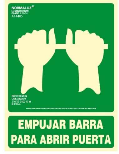 CARTEL PVC CLASE A 22*30 EMPUJAR BARRA ABRIR PUERT