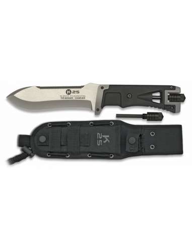 CUCHILLO TACTICO K25 C/PEDERNAL C/FUNDA 14 CM