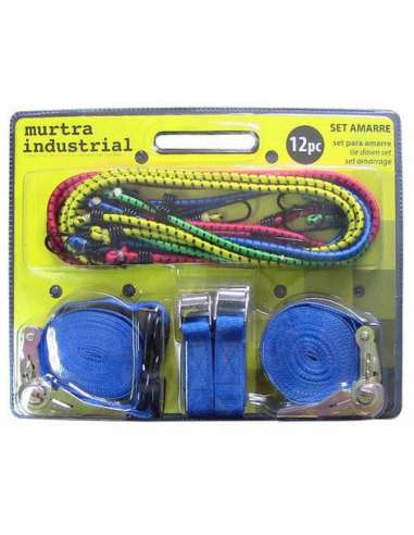 MURTRA ESLINGA TEXTIL RATCHET+GANCHO/HEBILLAS   800KG.25MM.5M.+8 PULPOS 10M