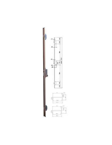 UCEM LOCK 2606CL Z PONTOS DE ENCAIXE DE MADEIRA DE LATÃO DIREITO 3 PONTOS ALÇA/PARAFUSOS PERFIL 47*13+12