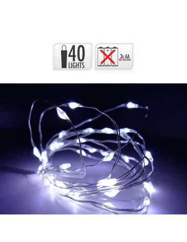 GUIRNALDA LED PILAS FIJO 2.05 M.FRIO 40 LED