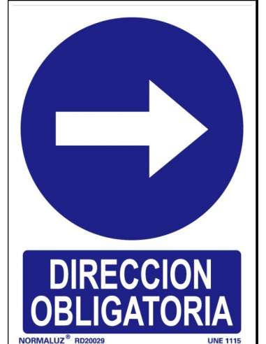 CARTEL PVC 21* 30 DIRECCION OBLIGATORIA FLECHA DCH