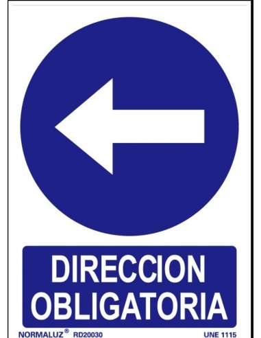 CARTEL PVC 21* 30 DIRECCION OBLIGATORIA FLECHA IZD